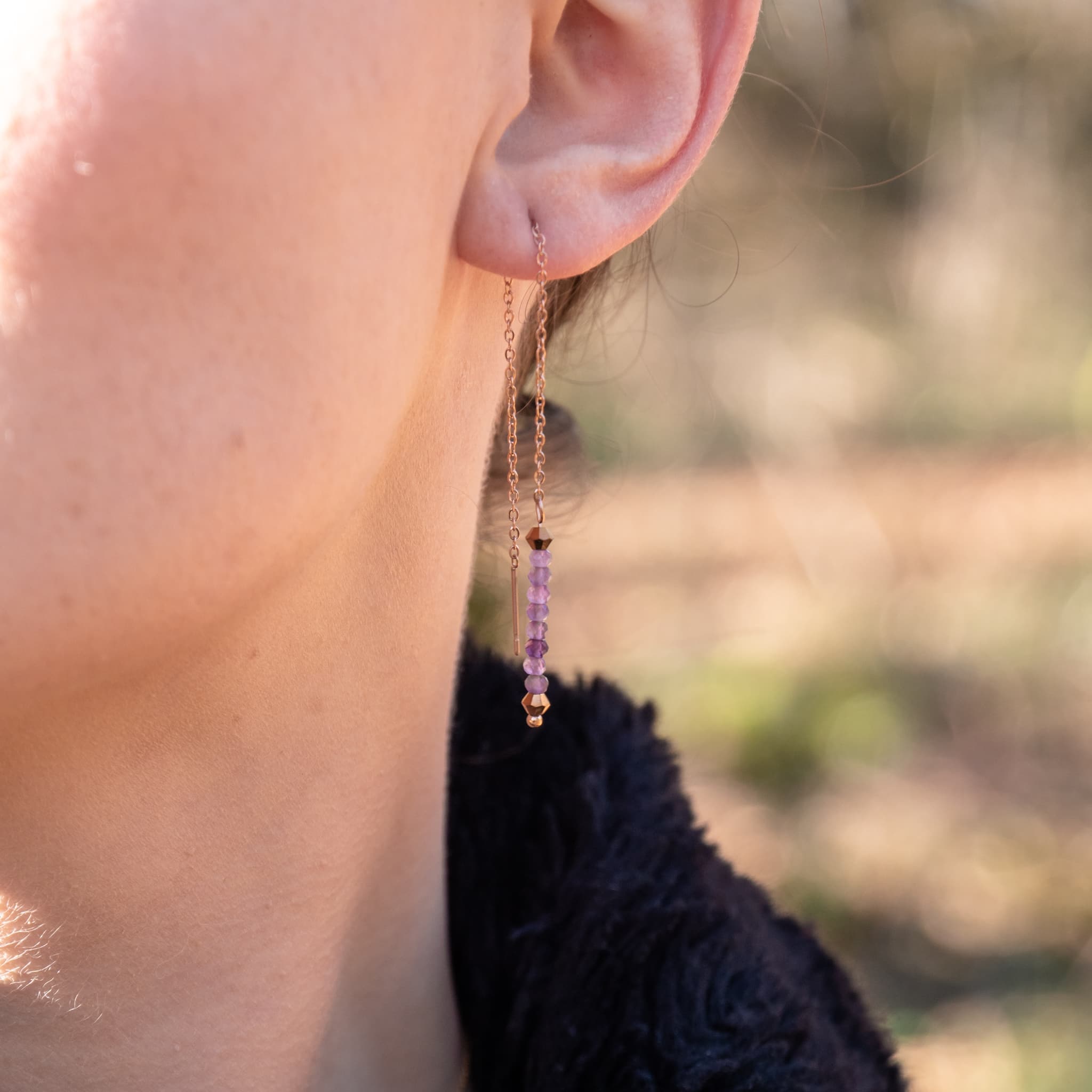 Boucles d'oreilles LUMIA en pierres Améthyste - SLOYA
